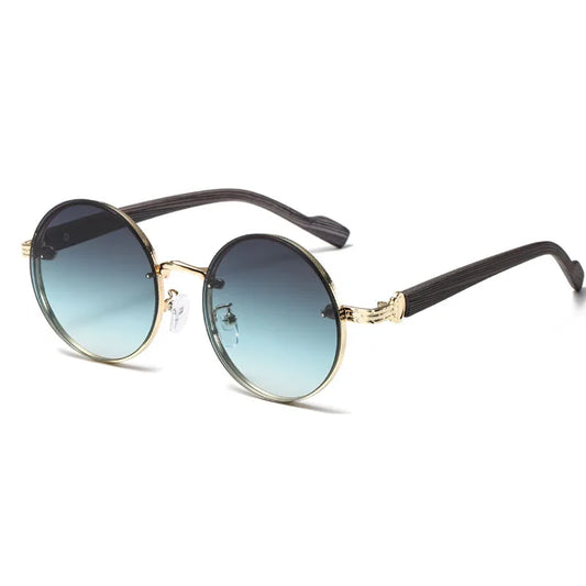 Men's Vintage Retro Punk Sunglasses Luxury Design UV400 Sun Glasses for Male Women's Trendy Stylish Round Frame Goggles Shades - SUNGLASSES Apparel